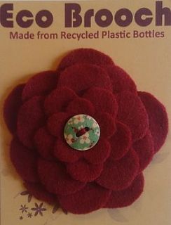 eco brooch from recycled plastic bottles red by clever togs