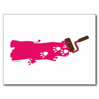 Pink Panther's Paw Prints in Pink Paint Postcards