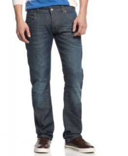 Armani Jeans Regular Fit Straight Leg Dark Wash Whiskered Jeans   Men