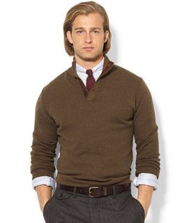 Polo Ralph Lauren Sweater, Buttoned Mockneck Birdseye Merino Wool Sweater   Sweaters   Men
