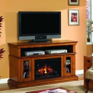 Classic Flame Brookfield Collection 26MM2209 O107   60" Wide Media Mantel Electric Fireplace (Premium Oak)   Media Center With Fireplace