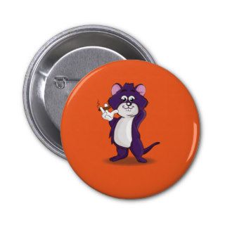 Cute Cartoon Smoking Mouse. Funny mouse Pinback Buttons