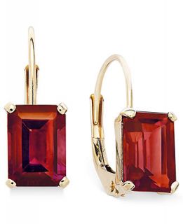 10k Gold Earrings, Emerald Cut Garnet Leverback Earrings (3/4 ct. t.w.)   Earrings   Jewelry & Watches