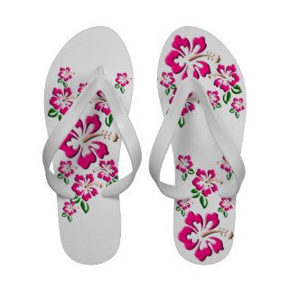 Rose and Coral Hibiscus Flower Women's Sandals