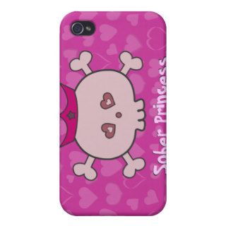 Cute Pink Sober Princess Cartoon Skull & Hearts iPhone 4/4S Case