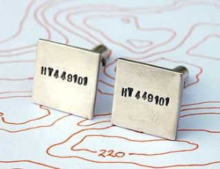 personalised grid reference cuff links by alison moore silver designs