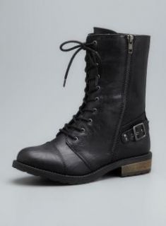 White Mountain Furlough Faux Leather Decorative Zipper Combat Boots White Mountain Boots