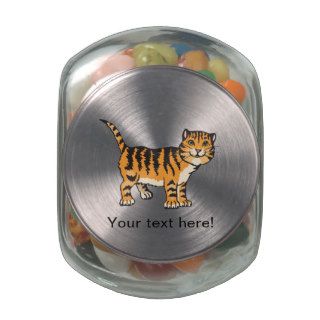 Baby tiger cartoon glass candy jars