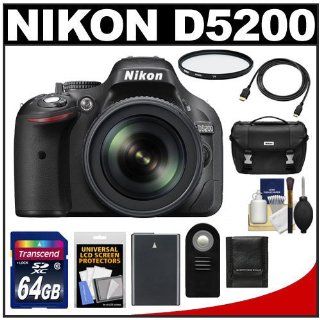 Nikon D5200 Digital SLR Camera & 18 105mm VR DX AF S Zoom Lens (Black) with 64GB Card + Battery + Case + Filter + Remote + HDMI Cable + Accessory Kit  Point And Shoot Digital Camera Bundles  Camera & Photo
