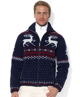 Polo Ralph Lauren Sweater, Mock Neck Zip Front Reindeer Jacket   Sweaters   Men