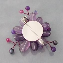 Amethyst and Natural Pearl Lotus Flower Brooch (3 4 mm)(Thailand) Brooches & Pins