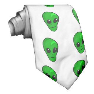 Green Alien head Neck Tie