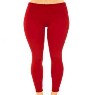 Luxury Divas Red Plus Size Stretchy Fleece Legging Pants Footless Tights