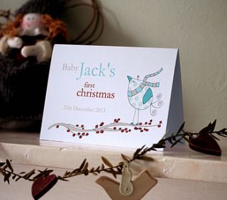 personalised baby's first christmas card by molly moo designs