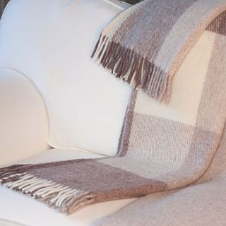 neutral check wool fringed throw by jodie byrne
