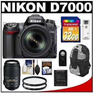 Nikon D7000 Digital SLR Camera & 18 105mm VR DX AF S Zoom Lens with 55 300mm VR Lens + 32GB Card + Backpack Case + Filters + Remote + Accessory Kit  Digital Slr Camera Bundles  Camera & Photo