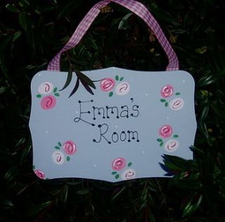 girl's personalised rose door plaque sign by brambleberries