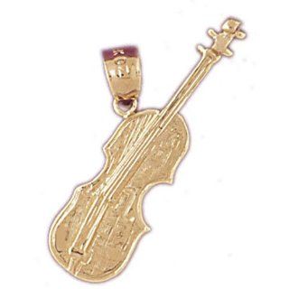14K Yellow Gold Violin, Viola Pendant Jewelry