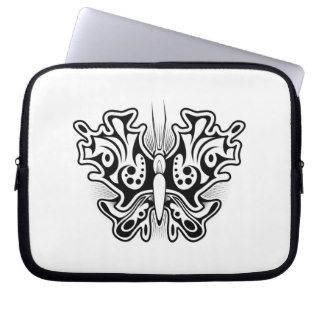 Butterfly Tattoo Black and White Laptop Computer Sleeves