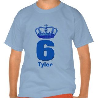 6 Birthday Boy Crown and Number Custom Name V13 T Shirt