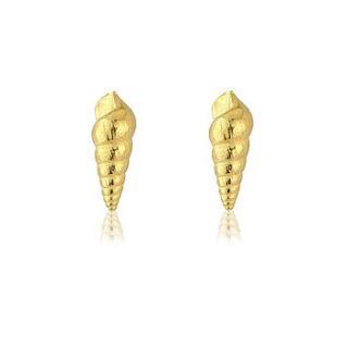 22ct gold plated silver spiral shell earrings by charlotte lowe jewellery
