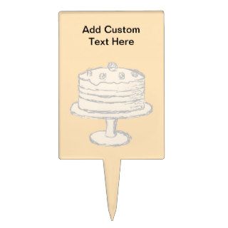 Cream Color Cake on Beige Background. Cake Toppers