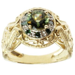 Michael Valitutti 14k Yellow Gold Tashmarine and Green Diamond Ring Michael Valitutti Gemstone Rings