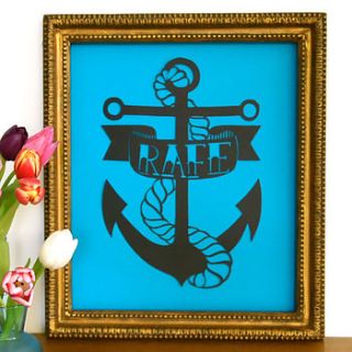 personalised anchor tattoo name papercut by cecilymae handmade