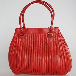 pleated red leather bag by perilla