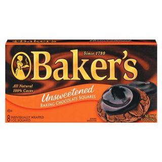 Bakers Unsweetened Chocolate Baking Bar 4oz