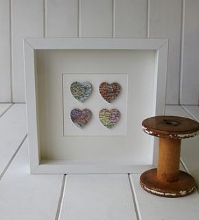 personalised four hearts map picture by posh totty designs interiors