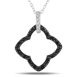 Miadora Sterling Silver 1/4ct TDW Black and White Diamond Necklace (G H, I3) Miadora Diamond Necklaces