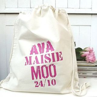 personalised mixed font canvas storage bag by rosie jo's