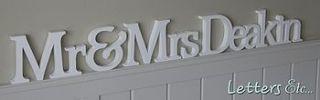 personalised 'mr & mrs' wooden name letters by letters etc