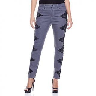 DG2 Lace Print Sequined Skinny Jeans