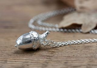 silver acorn necklace by cabbage white england
