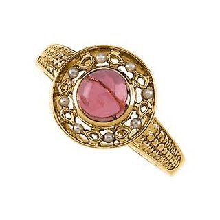 Ann Harrington Jewelry 14k Yellow Gold 6 mm Genuine Pink Tourmaline And Cultured Pearl Vintage Style Ring Jewelry