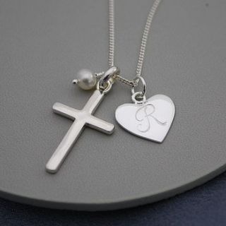 silver cross birthstone personalised necklace by claudette worters