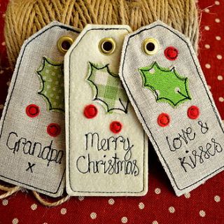 personalised christmas tags by sew very english
