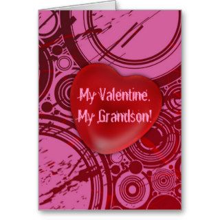 My Valentine, my Grandson, grunge with red heart Card