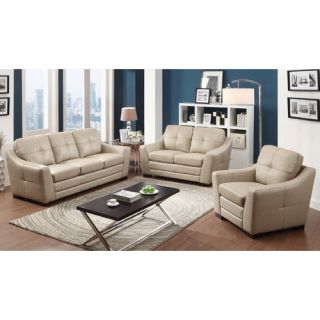 Eileen Top Grain Leather Sofa, Loveseat and Arm Chair Set