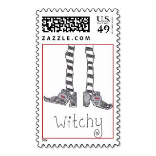 Witch Halloween Postage Stamp Witches feet shoes