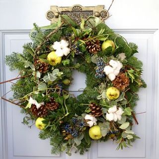 'woodland' fresh scented christmas wreath by the artisan dried flower company
