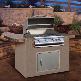 CalFlame 72 BBQ Island 4 Burner Gas Grill with Bar Depth Top