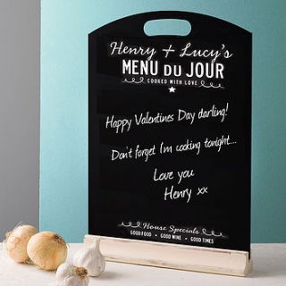 personalised valentines chalkboard menu by delightful living