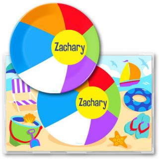 Olive Kids Beach Ball Personalized Meal Time Plate Set