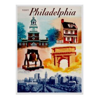 Philadelphia Art Vintage Travel Poster
