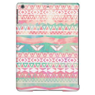 Watercolor Turquoise Pink Girly Abstract Aztec Cover For iPad Air