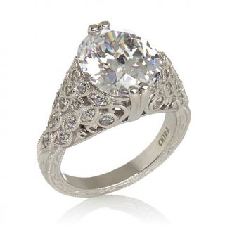 Xavier 5.6ct Absolute™ Oval Stone Milgrained Frame Ring