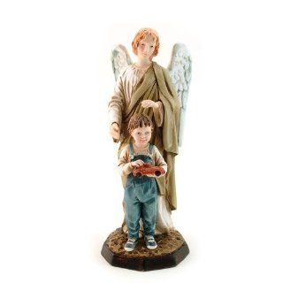 Praying Angel with Boy Statue   6.5 inch  Outdoor Statues  Patio, Lawn & Garden